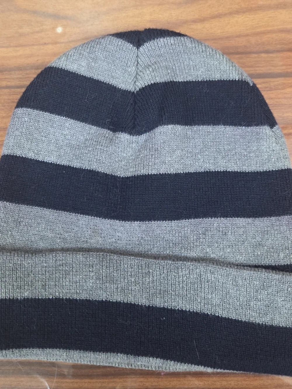 U.S. Polo Assn. Striped Knit Beanie in Navy & Gray